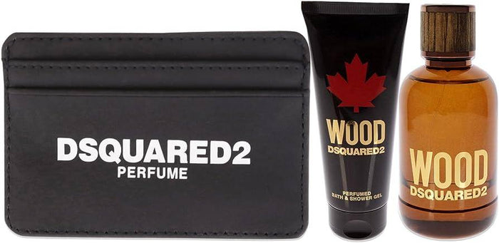 Dsquared Wood D2 2Pcscard Holder Gift Set for Men Eau de Toilette Spray, 100ml