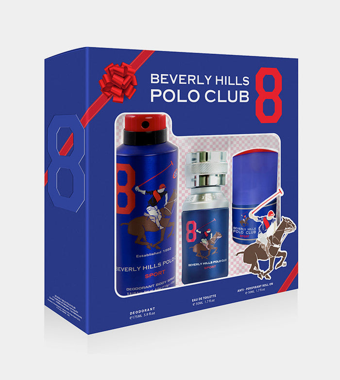 Beverly Hills Perfumes BHPC Eight Gift Set + Roll On+ Deo for Men Eau de Toilette Spray - 50ml