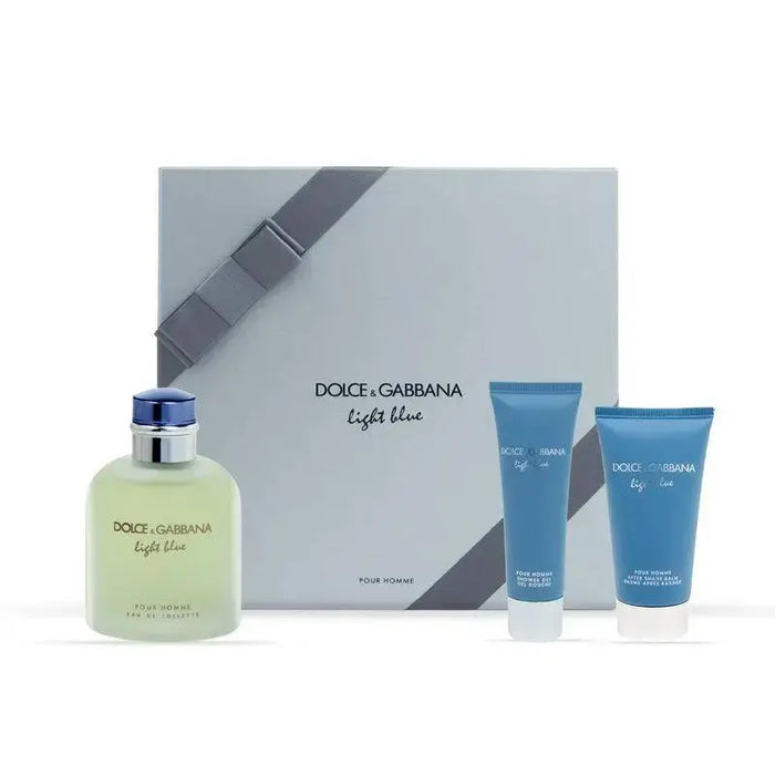 Dolce & Gabbana Light Blue 3Pcs Set for Men Eau de Toilette Spray, 125ml