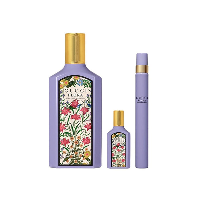 Gucci Flora Gorgeous Magnolia 3 Pcs Set Eau de Parfum Spray, 100ml