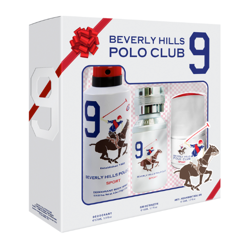 Beverly Hills Perfumes BHPC Nine Sport Gift Set + Roll On+ Deo for Men - Eau de Toilette Spray 50ml